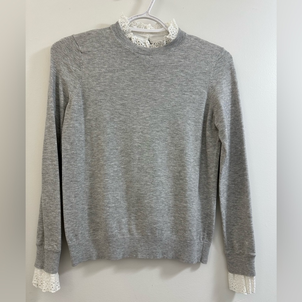 Ted Baker London Gray Sweater with Lace Trim